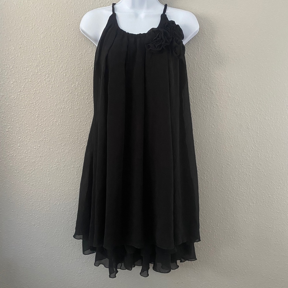 Black Ruffle Fairy‎ Dress Medium Layered Whimsygoth Dark Feminine Romantic Boho